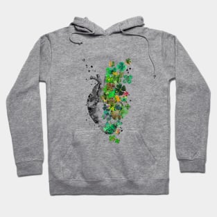 Heart anatomy, heart with four-leaf clovers Hoodie